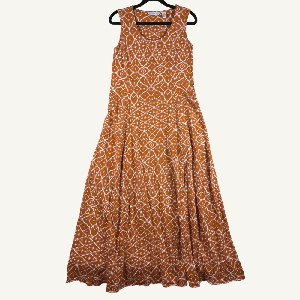 boho southwest maxi dress denim & co canyon retreat XS linen cotton cottagecore